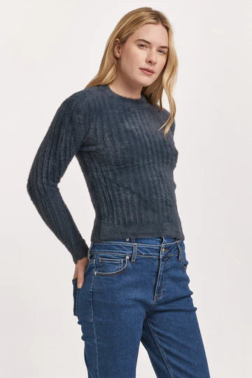 Ribbed Fuzzy Fitted Sweater